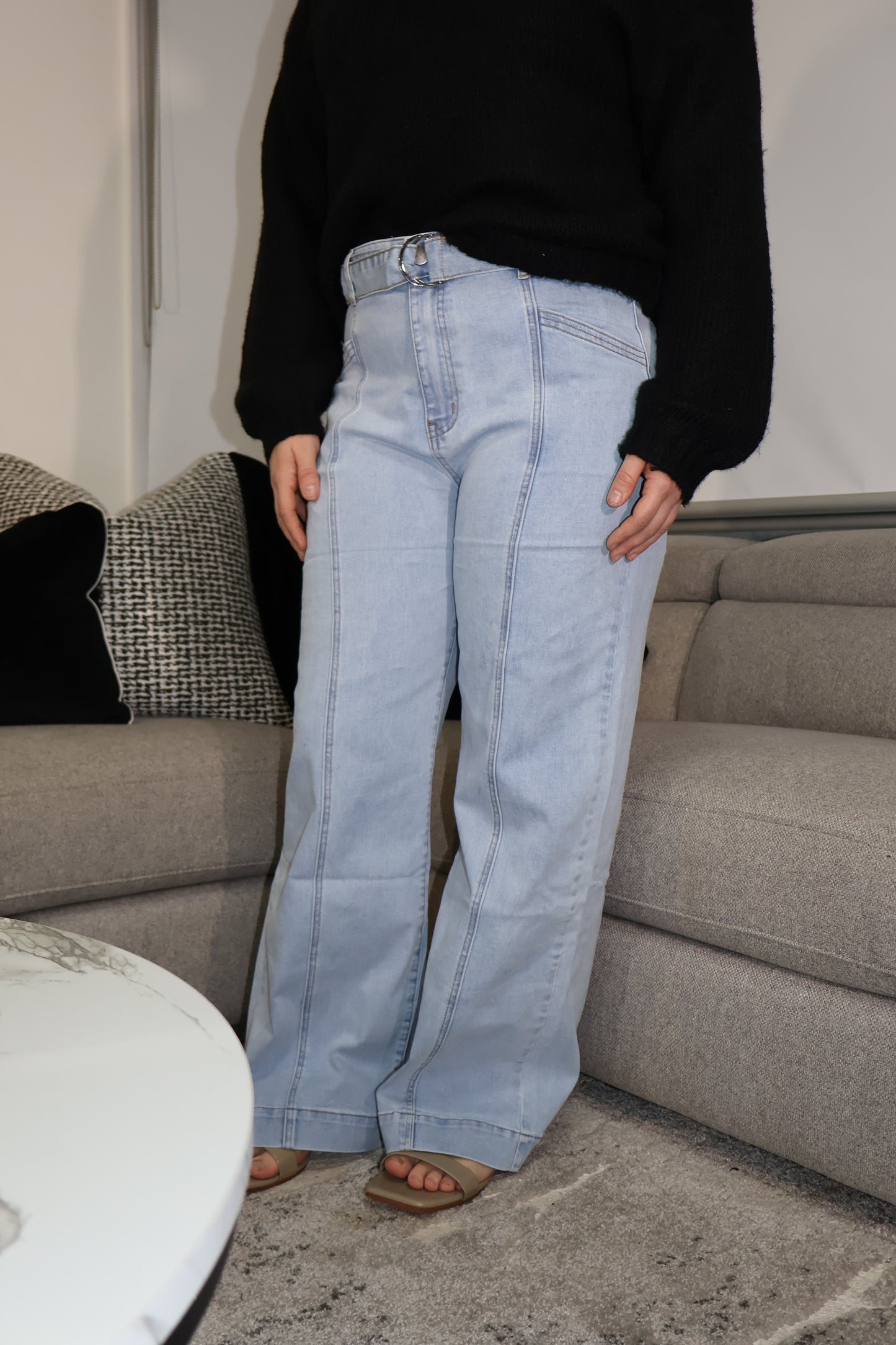 Belted panel jeans